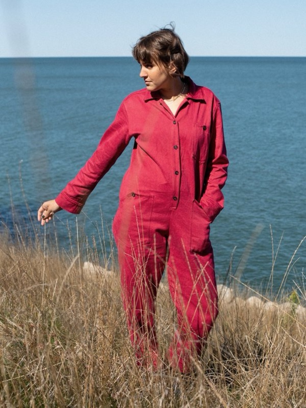 RARE Back Beat Co | Women's Red Button-Up Jumpsuit